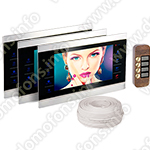Комплект видеодомофона на 3 квартиры из трех видеомониторов HDcom S-104 и вызывной панели JSB-V084K