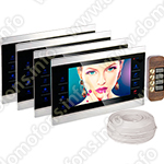 Комплект видеодомофона на 4 квартиры из двух видеомониторов HDcom S-104 и вызывной панели JSB-V084K